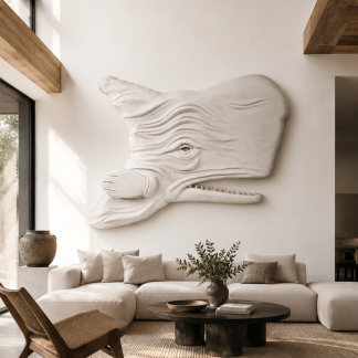 "Big Head" Whale Sculpture by Gert Boschoff