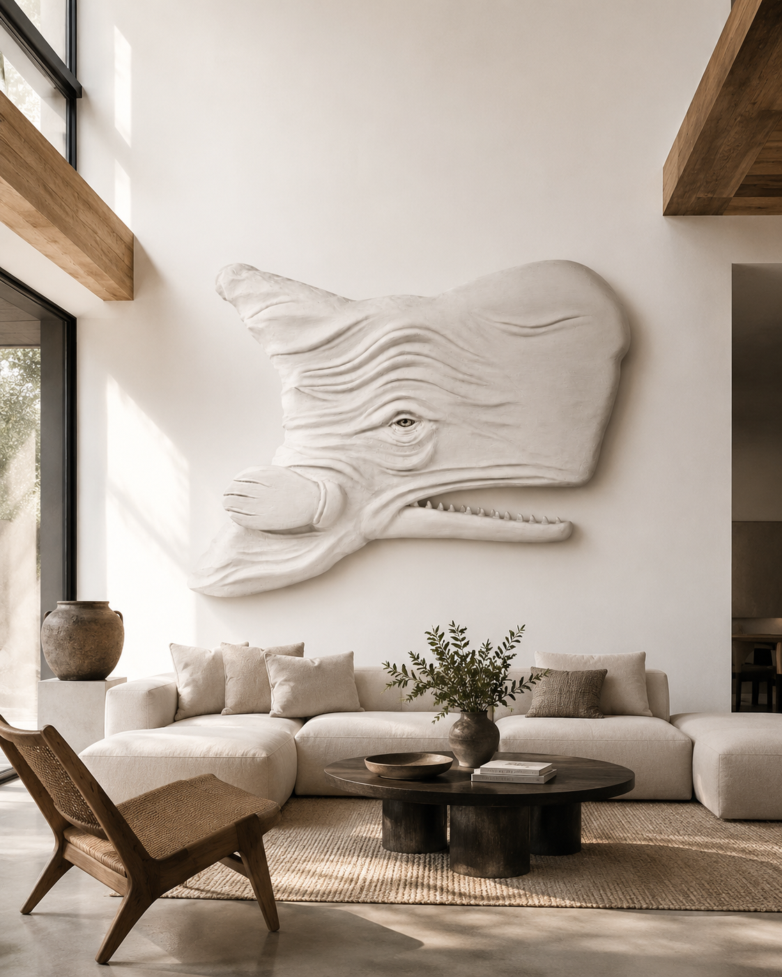 "Big Head" Whale Sculpture by Gert Boschoff