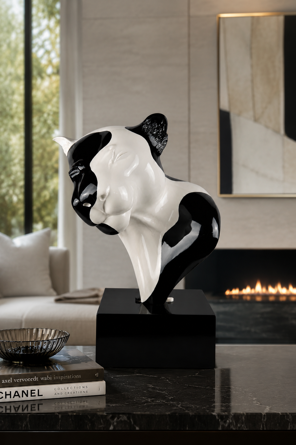 "Sleeping" Mountain Leopard sculpture by Gert Boshoff