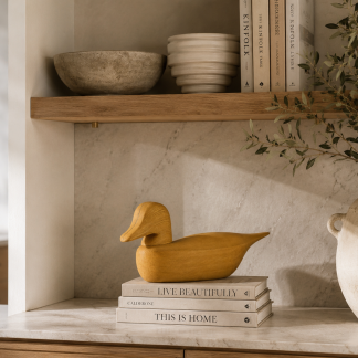 "Primitive Decoy" wooden duck sculpture